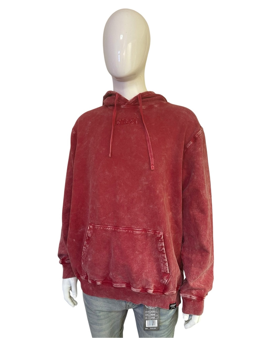 Men's Rebel Washed Red Pullover Hoodie